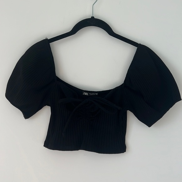 ZARA Cropped Ribbed Shirt - Picture 1 of 4